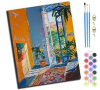 XIAOYOUQIAN Indoor Garden In The Sun,Pintura Por Números Para Adultos,Kit De Manualidades De Pintura Al Óleo,Con Pinceles Y Pintura Acrílica Para Regalo,40X50 Cm,Sin marco