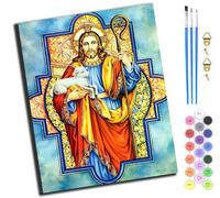 XIAOYOUQIAN Jesus And The Lamb Fresco,Pintar Por Numeros,Diy Cuadro Al Óleo Números Kit De Pintura Al Óleo Para Adultos Y Niños De Lienzo Decoración Para El Hogar,40X50Cm,Sin marco