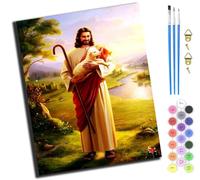 XIAOYOUQIAN Jesus And The Lamb,Pintar Por Numeros,Diy Cuadro Al Óleo Con Números Para Kit De Pintura Al Óleo Digital Para Adultos Y Niños De Regalos,40X50Cm,Sin marco