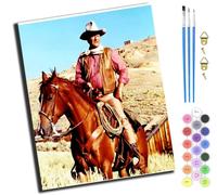XIAOYOUQIAN John Wayne Riding A Horse,Pintar Por Números Para Adultos Niños,16X20 Pulgadas,Diy Número Kits De Pintura,Pintado A Mano Pintura Al Óleo Arte De Regalos,Sin marco
