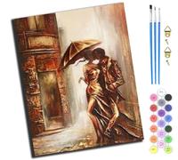 XIAOYOUQIAN Kiss In The Rain,Pintar Por Numeros Adultos,Diy Pintura Por Numeros Kit,Cuadros Por Numeros Pigmento Acrílico,Decoración Para El Hogar Regalo，40X50Cm，Sin marco