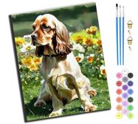 XIAOYOUQIAN Meadow And English Cocker Spaniel,Pintar Por Numeros Adultos - Manualidades Pintura Acrilica Kit Cuadro Diy Completo - 40X50Cm -Sin marco