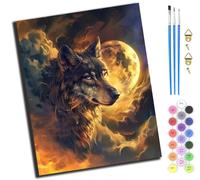XIAOYOUQIAN Moon Shadow Wolf Soul,Diy Pintar Por Numeros Adultos - Manualidades Pintura Acrilica Kit Cuadro Diy Completo,40X50Cm,Con Marco