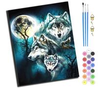 XIAOYOUQIAN Moonlit Night Wolf Shadow,Diy Pintar Por Numeros Adultos - Manualidades Pintura Acrilica Kit Cuadro Diy Completo,40X50Cm,Con Marco