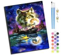 XIAOYOUQIAN Moonlit Night Wolf Shadow,Pintar Por Numeros Adultos Art - Manualidades Pintura Acrilica Kit Cuadro Diy Completo - 40X50Cm,Con Marco