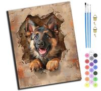 XIAOYOUQIAN Naughty German Shepherd Puppy,Juego De Pintura Por Números Para Adultos,Lienzo De Pintura Al Óleo Con Pinceles Y Pintura,Como Regalo De Decoración Del Hogar,40 X 50 Cm,Sin marco