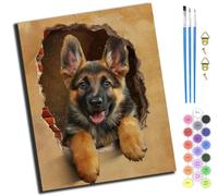 XIAOYOUQIAN Naughty German Shepherd Puppy,Pintar Con Numeros Para Adultos,Diy Pintura Por Números Decoraciones Para El Hogar,40X50Cm,Sin marco