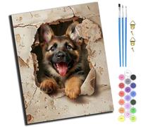 XIAOYOUQIAN Naughty German Shepherd Puppy,Pintar Por Numeros Adultos,Diy Pintura Por Numeros Kit,Cuadros Por Numeros Pigmento Acrílico,Decoración Para El Hogar Regalo，40X50Cm，Sin marco
