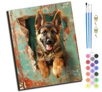 XIAOYOUQIAN Naughty German Shepherd Puppy,Pintar Por Numeros Adultos - Manualidades Pintura Acrilica Kit Cuadro Diy Completo - 40X50Cm -Sin marco