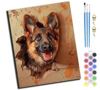 XIAOYOUQIAN Naughty German Shepherd Puppy,Pintar Por Numeros Adultos,Paint By Numbers Adult,Pintura Por Numeros,Lienzos Para Pintar Acrilico Niños Con,40 X 50Cm，Sin marco