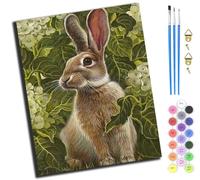 XIAOYOUQIAN Rabbit Shadow In The Hydrangea Bush,Pintar Con Numeros Para Adultos,Diy Pintura Por Números Decoraciones Para El Hogar,40X50Cm,Sin marco