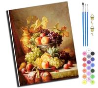 XIAOYOUQIAN Red Wine Peach Orange Fruit,Diy Pintar Por Numeros Adultos - Manualidades Pintura Acrilica Kit Cuadro Diy Completo,40X50Cm，Sin marco