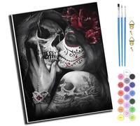 XIAOYOUQIAN Skeleton Kiss,Pintura Por Números,Diy Kit De Pintar Con Números,40X50Cm,Pintura Al Óleo De Lienzo Con Pinceles Y Pigmento Acrílico Para Adultos Y Niños,Sin marco