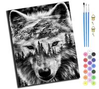 XIAOYOUQIAN Snow Mountain Wolf Shadow,Pintura Por Números Para Adultos,Diy Pintura Por Números,Kit De Pintura Al Óleo De Lienzo Para Con Pinceles,40X50 Cm,Sin marco
