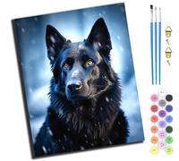XIAOYOUQIAN Snowflake And Black German Shepherd,Pintar Por Numeros Adultos Art - Manualidades Pintura Acrilica Kit Cuadro Diy Completo - 40X50Cm,Sin marco