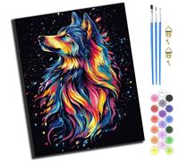 XIAOYOUQIAN Star River Wolf Shadow,Pintar Por Numeros Adultos,Diy Pintura Por Números,Kit De Pintura Al Óleo De Lienzo Diy Para Con Pinceles,Pigmento Acrílico,40 X 50Cm,Con Marco