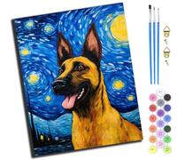 XIAOYOUQIAN Starry Night Shepherd,Pintar Por Numeros,Diy Cuadro Al Óleo Con Números Para Kit De Pintura Al Óleo Digital Para Adultos Y Niños De Regalos,40X50Cm,Con Marco