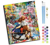 XIAOYOUQIAN Street Graffiti Art Boy And Girl Back View,Pintar Por Numeros Adultos,Paint By Numbers Adult,Pintura Por Numeros,Lienzos Para Pintar Acrilico Niños Con,40 X 50Cm,Sin marco