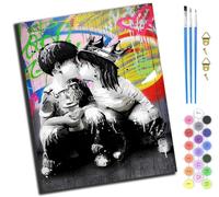 XIAOYOUQIAN Street Graffiti Art Cute Kids,Pintura Por Números Para Adultos Niños Principiantes,40 X 50 Cm,Pintura Con 3 Pinceles Niños Painting By Number Kit,Sin marco