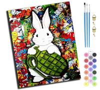 XIAOYOUQIAN Street Graffiti Art Funny Rabbit,Pintar Por Numeros Adultos,Diy Pintura Por Numeros Kit,Cuadros Por Numeros Pigmento Acrílico,Decoración Para El Hogar Regalo,40X50Cm,Sin marco