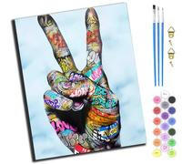 XIAOYOUQIAN Street Graffiti Art Happy Fingers,Pintura Por Números Para Adultos Niños Principiantes,40 X 50 Cm,Pintura Con 3 Pinceles Niños Painting By Number Kit,Sin marco