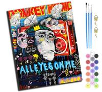 XIAOYOUQIAN Street Graffiti Art Music Monkey,Pintura Por Números,Diy Kit De Pintar Con Números,40X50Cm,Pintura Al Óleo De Lienzo Con Pinceles Y Pigmento Acrílico Para Adultos Y Niños,Sin marco