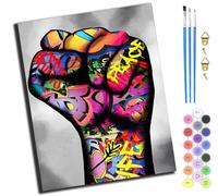 XIAOYOUQIAN Street Graffiti Art Powerful Fist,Pintura Por Números Para Adultos Niños Principiantes,40 X 50 Cm,Pintura Con 3 Pinceles Niños Painting By Number Kit,Sin marco