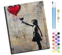 XIAOYOUQIAN Street Graffiti Girl Red Wine And Love,Pintar Por Numeros Adultos,Diy Pintura Por Numeros Kit,Cuadros Por Numeros Pigmento Acrílico,Decoración Para El Hogar Regalo,40X50Cm,Sin marco