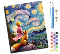 XIAOYOUQIAN The Prince And The Fox Under The Stars,Pintar Por Numeros Para Adultos,Pintura Por Números Niños Con Pinceles Y Pinturas,Diy Pintura Al Óleo Para El Hogar Regalo,40X50Cm,Con Marco