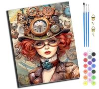 XIAOYOUQIAN The Red-Haired Girl Under The Gears Of Time,Pintar Por Numeros Para Adultos,Pintura Por Números Niños Con Pinceles Y Pinturas,Diy Pintura Al Óleo Para El Hogar Regalo,40X50Cm,Sin marco