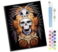 XIAOYOUQIAN Tribal Totem Skeleton Skull,Pintura Por Números Para Adultos Niños Principiantes,40 X 50 Cm,Pintura Con 3 Pinceles Niños Painting By Number Kit,Sin marco