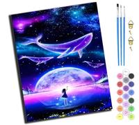 XIAOYOUQIAN Whale Girl Playing Piano Under The Sea,Pintar Por Numeros Adultos,Diy Pintura Por Números,Kit De Pintura Al Óleo De Lienzo Diy Para Con Pinceles,Pigmento Acrílico,40 X 50Cm,Sin marco