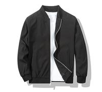 XiaoYouYu Chaqueta bomber para hombre, moderna, elegante, ligera, cortavientos, para primavera y otoño, chaquetas casuales para hombre, Negro -, Small
