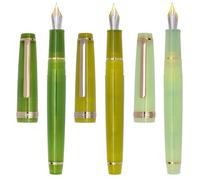 XIAOYU 3PCS Jinhao 82 pluma estilográfica acrílica, plumín de iridio con detalles dorados y convertidor de tinta, pluma clásica de escritura fluida y transparente, plumín extrafino (0,38 mm)
