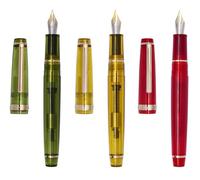 XIAOYU 3PCS Jinhao 82 pluma estilográfica acrílica, plumín de iridio con detalles dorados y convertidor de tinta, pluma clásica de escritura fluida y transparente, plumín fino (0,5 mm)