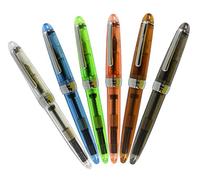 XIAOYU 6PCS transparente Jinhao 992 pluma de iridio en 6 colores, transparente, azul, verde, gris, marrón, naranja
