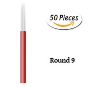 Xiaoyu agujas redondas para micro cuchillas, tatuaje manual de cejas con aguja antiniebla para maquillaje permanente, 50PCS, 9R