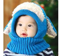 Xiaoyu bebé niñas niñas bufanda de invierno de invierno pañuelos de lana bufandas capucha bufandas sombrero de invierno gorras del cráneo, azul