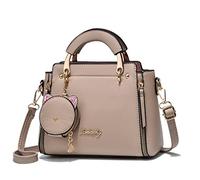 Xiaoyu Bolsos y bolsos de moda para mujer, bolso de cuero con asa superior, bolsos de hombro pequeños, Caqui