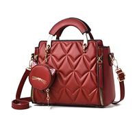 Xiaoyu Bolsos y bolsos de moda para mujeres y señoras de cuero con asa superior, Burbuja roja vino
