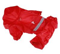 Xiaoyu Chaqueta Impermeable para Perro de Mascota con Chubasquero Impermeable y Tiras Reflectantes de Seguridad Ajustables para Perro, Rojo, L