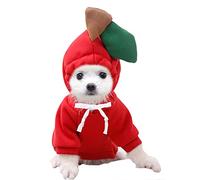 XIAOYU Disfraz de Mascota de Manzana Sudadera con Capucha de Frutas Divertidas para Perros de Navidad Sudadera de Lana para Perros para Halloween Cosplay Mono de Cachorro Ropa de Gato(S)
