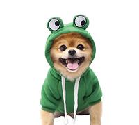 XIAOYU Disfraz de Mascota de Rana Perro de Navidad Divertido Sudadera con Capucha con Forma de Rana Sudadera de Lana para Perro para Halloween Cosplay Cachorro Mono Ropa de Gato(XXL)