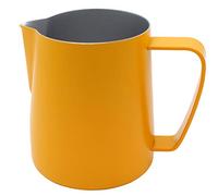 Xiaoyu jarra para vaporizar y espumar de leche de acero inoxidable antiadherente, acabado mate, amarillo, 12 oz / 350ml