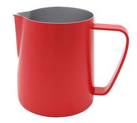 Xiaoyu jarra para vaporizar y espumar de leche de acero inoxidable antiadherente, acabado mate, rojo, 12 oz / 350ml