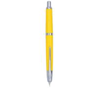 XIAOYU Jinhao 20 Press Pluma estilográfica, retráctil, sin capuchón, de resina, con convertidor de tinta, punta extrafina (0,38 mm), amarillo (clip de sliver)