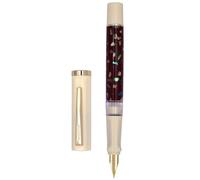 XIAOYU Jinhao 58 pluma estilográfica, diseño único con incrustaciones de concha marina, detalles dorados con convertidor de tinta y plumín extrafino de iridio (0,38 mm), blanco marfil (cáscara roja)