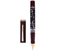 XIAOYU Jinhao 58 pluma estilográfica, diseño único con incrustaciones de concha marina, detalles dorados con convertidor de tinta y plumín extrafino de iridio (0,38 mm), rojo oscuro (cáscara negra)