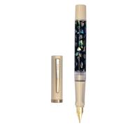 XIAOYU Jinhao 58 pluma estilográfica, diseño único con incrustaciones de concha marina, detalles dorados con convertidor de tinta y plumín extrafino de iridio (0,38 mm), blanco marfil (cáscara verde)