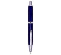 XIAOYU Jinhao de 10 prensas Pluma estilográfica, pluma de metal recargable y retráctil con convertidor de tinta, pluma de escritura, puntilla extra fina (0,38 mm), azul oscuro